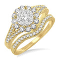 3/4 Ctw Diamond Shine Bright Wedding Set with 5/8 Ctw Engagement Ring in Yellow and White Gold and 1/6 Ctw Wedding Band in 14K Yellow Gold