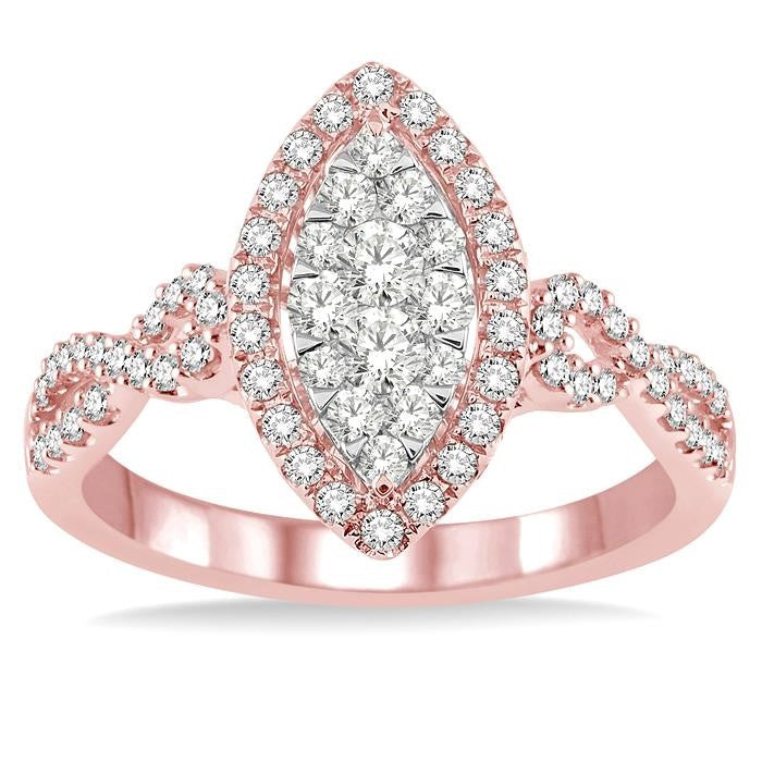 3/4 Ctw Marquise Shape Diamond Shine Bright Ring in 14K Rose Gold