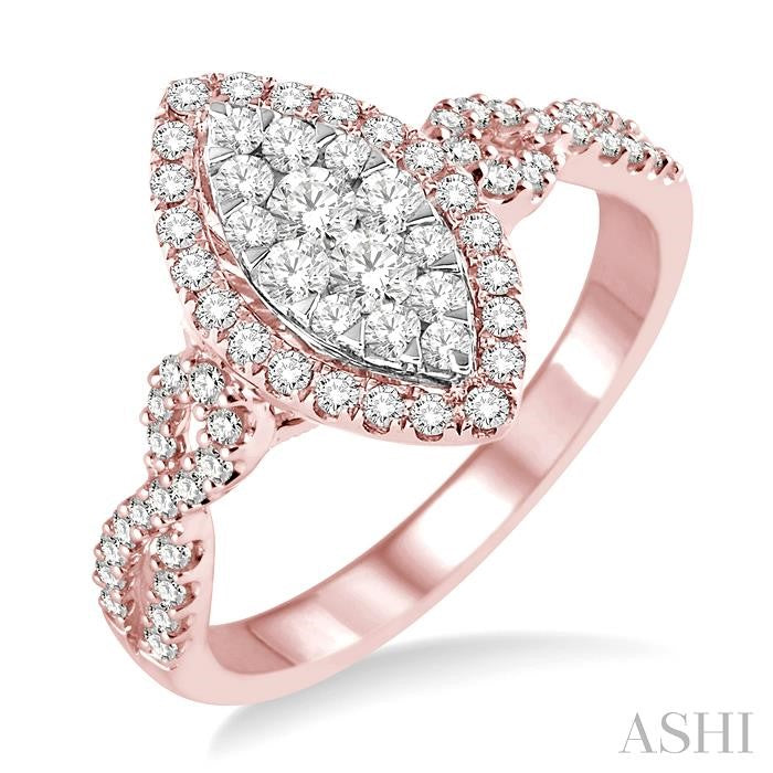 3/4 Ctw Marquise Shape Diamond Shine Bright Ring in 14K Rose Gold