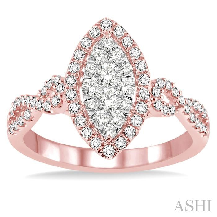 3/4 Ctw Marquise Shape Diamond Shine Bright Ring in 14K Rose Gold