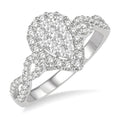 3/4 Ctw Pear Shape Diamond Shine Bright Ring in 14K White Gold