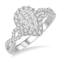 Pear Shape Halo Shine Bright Diamond Engagement Ring