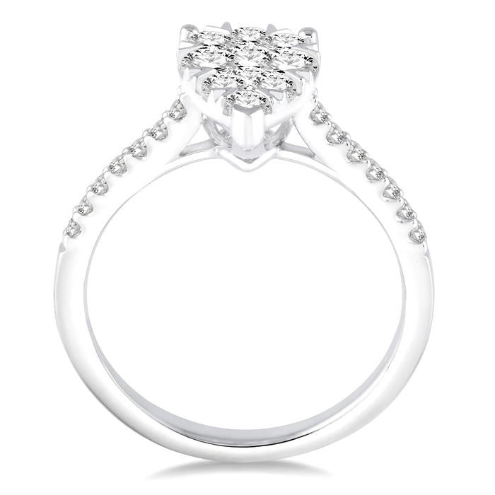 3/4 Ctw Pear Shape Diamond Shine Bright Ring in 14K White Gold