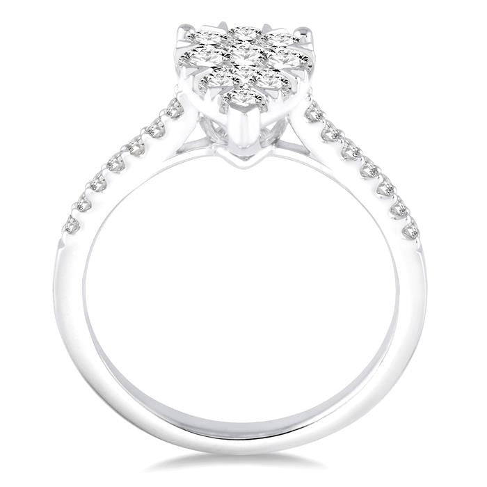 3/4 Ctw Pear Shape Diamond Shine Bright Ring in 14K White Gold