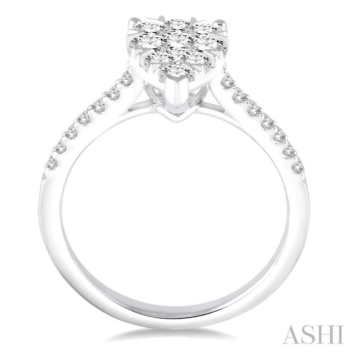3/4 Ctw Pear Shape Diamond Shine Bright Ring in 14K White Gold