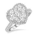 1 1/10 Ctw Round Diamond Shine Bright Heart Halo Engagement Ring in 14K White and Rose Gold