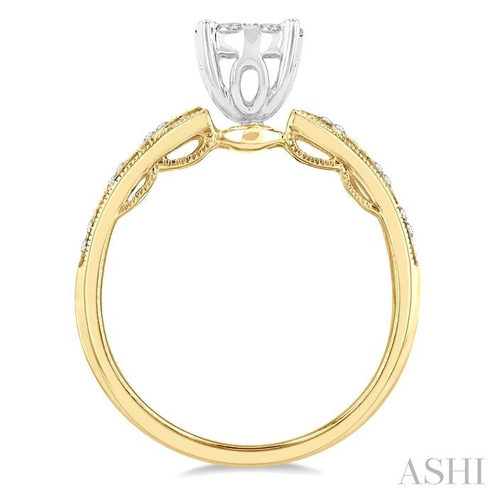 3/8 Ctw Open Marquise Lattice Shine Bright Round Cut Diamond Engagement Ring in 14K Yellow and White Gold
