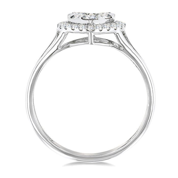 1/2 Ctw Heart Shape Shine Bright Round Cut Diamond Engagement Ring in 14K White Gold