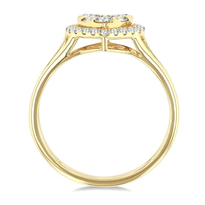 1/2 Ctw Heart Shape Shine Bright Round Cut Diamond Engagement Ring in 14K Yellow & White gold