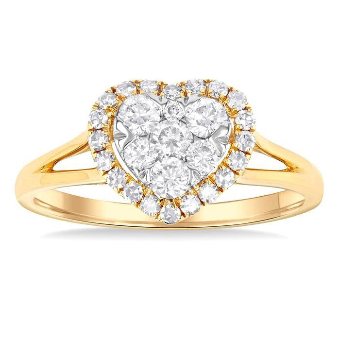 Heart Shape Halo Shine Bright Diamond Engagement Ring