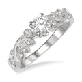 1/2 Ctw Diamond Engagement Ring with 1/3 Ct Round Cut Center Stone in 14K White Gold