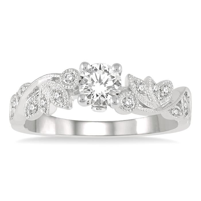 1/10 Ctw Diamond Semi-Mount Engagement Ring in 14K White Gold