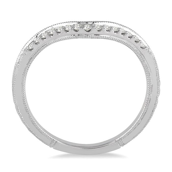 1/10 Ctw Round Cut Diamond Wedding Band in 14K White Gold