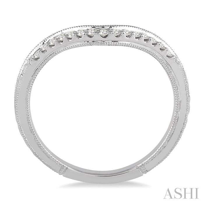 1/10 Ctw Round Cut Diamond Wedding Band in 14K White Gold