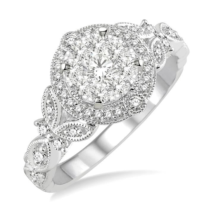 Round Shape Halo Shine Bright Diamond Engagement Ring