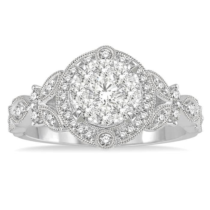Round Shape Halo Shine Bright Diamond Engagement Ring