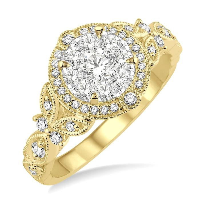 5/8 Ctw Diamond Shine Bright Engagement Ring in 14K Yellow and White Gold