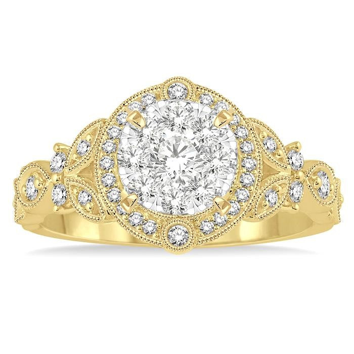 5/8 Ctw Diamond Shine Bright Engagement Ring in 14K Yellow and White Gold