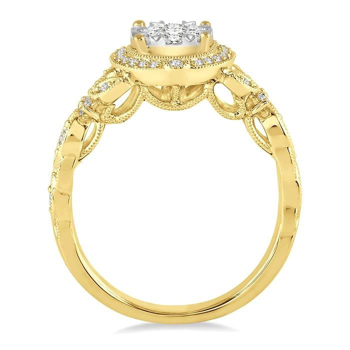5/8 Ctw Diamond Shine Bright Engagement Ring in 14K Yellow and White Gold