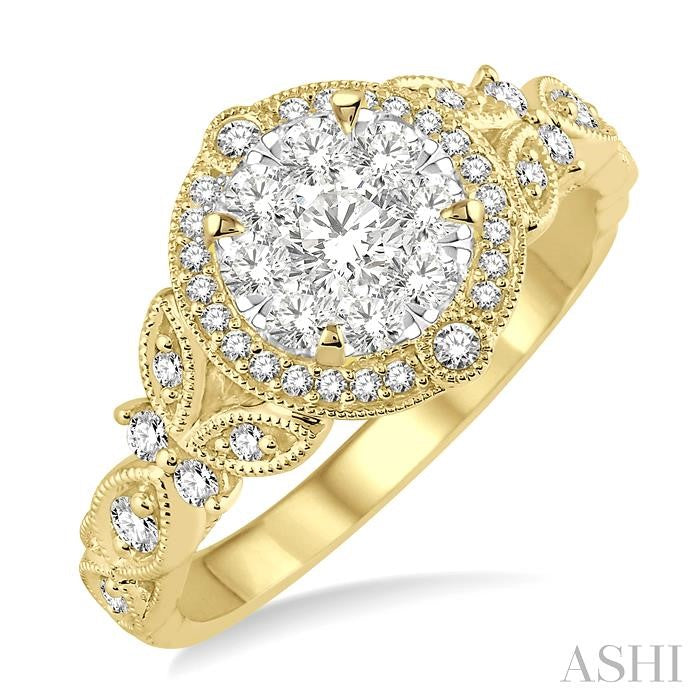 5/8 Ctw Diamond Shine Bright Engagement Ring in 14K Yellow and White Gold