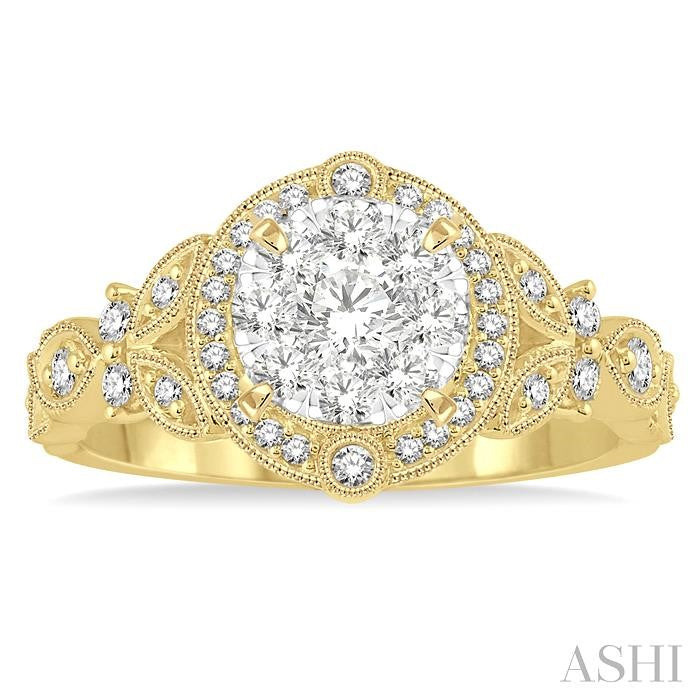 5/8 Ctw Diamond Shine Bright Engagement Ring in 14K Yellow and White Gold