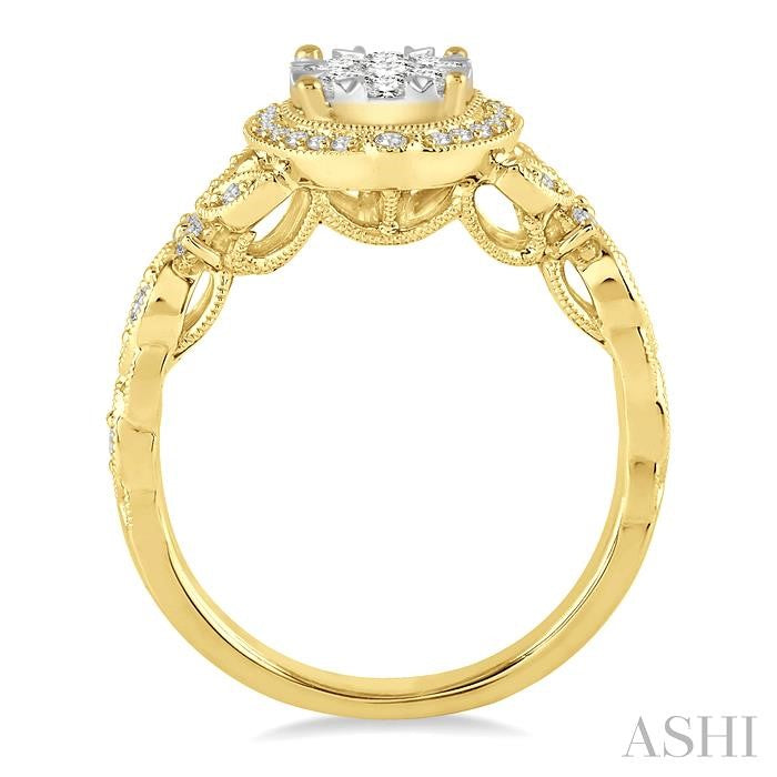 5/8 Ctw Diamond Shine Bright Engagement Ring in 14K Yellow and White Gold