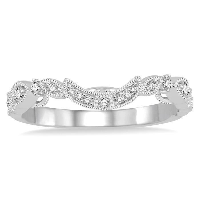 1/6 Ctw Round Cut Diamond Wedding Band in 14K White Gold