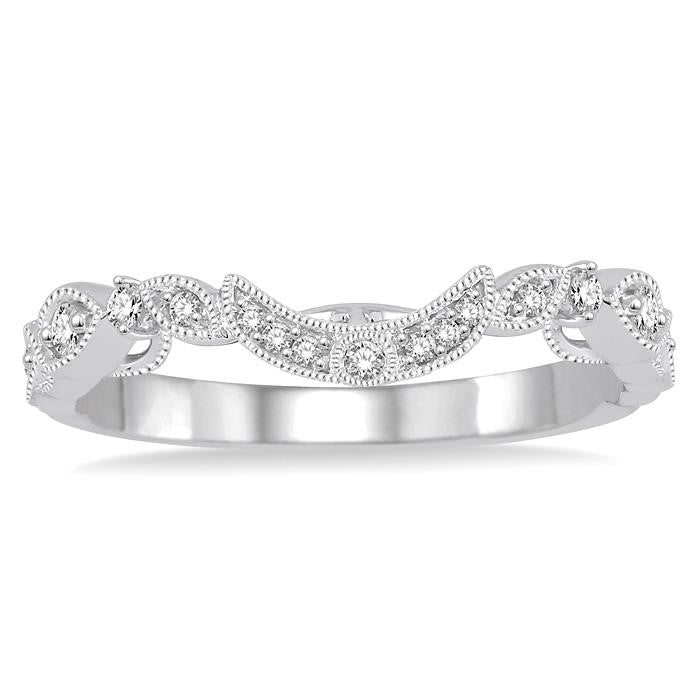 1/6 Ctw Round Cut Diamond Wedding Band in 14K White Gold