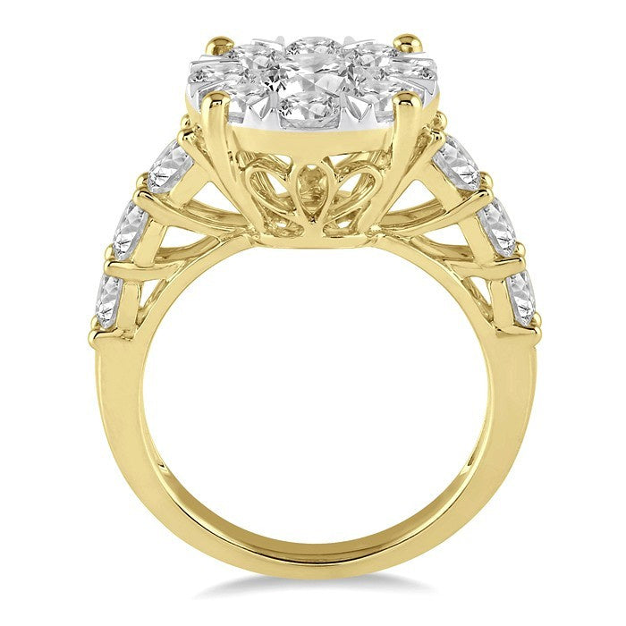 2 Ctw Round Cut Shine Bright Diamond Ring in 14K Yellow and White Gold