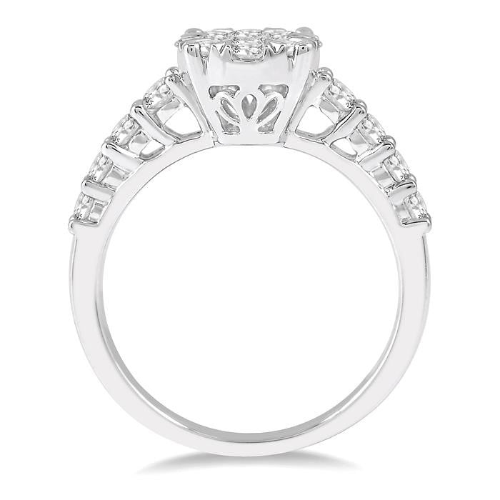 1 1/10 Ctw Round Cut Shine Bright Diamond Ring in 14K White Gold