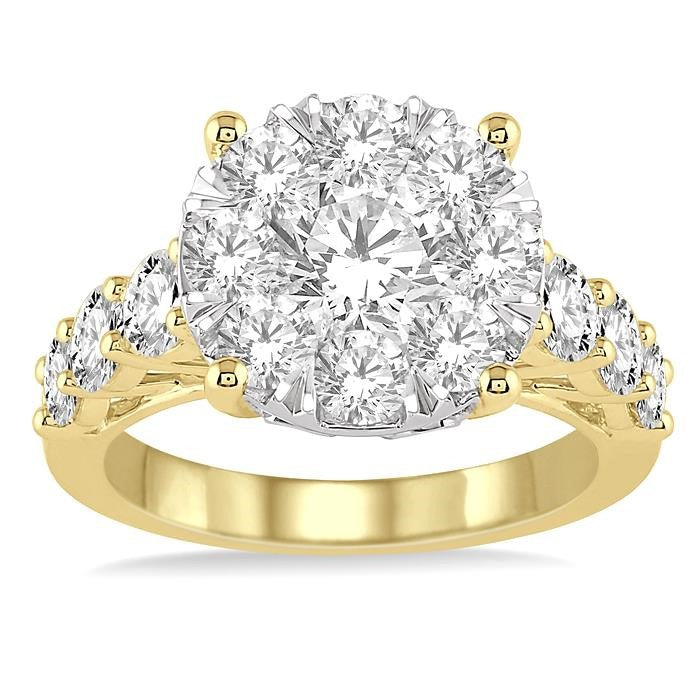 2 Ctw Round Diamond Shine Bright Ring in 14K Yellow and White Gold