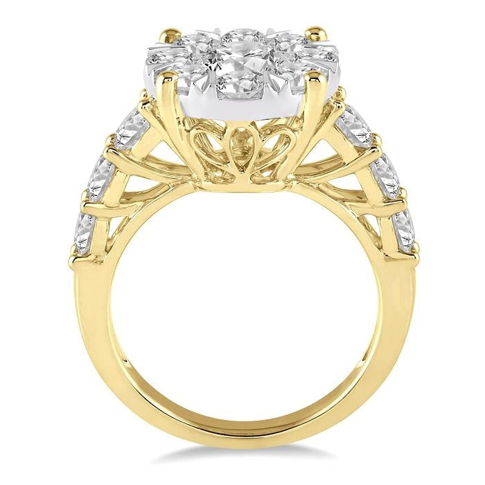2 Ctw Round Diamond Shine Bright Ring in 14K Yellow and White Gold