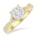 3/4 Ctw Round Shape Shine Bright Split Criss Cross Round Cut Diamond Engagement Ring in 14K Yellow and White Gold
