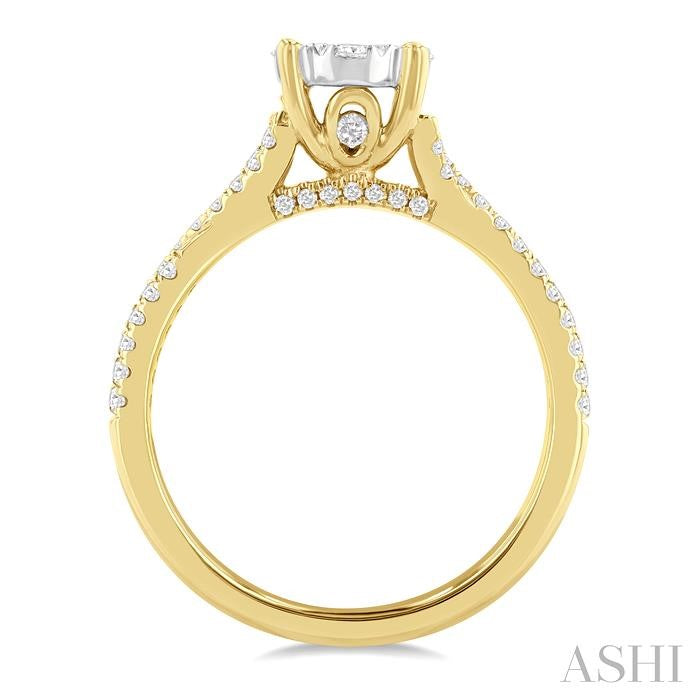 3/4 Ctw Round Shape Shine Bright Split Criss Cross Round Cut Diamond Engagement Ring in 14K Yellow and White Gold