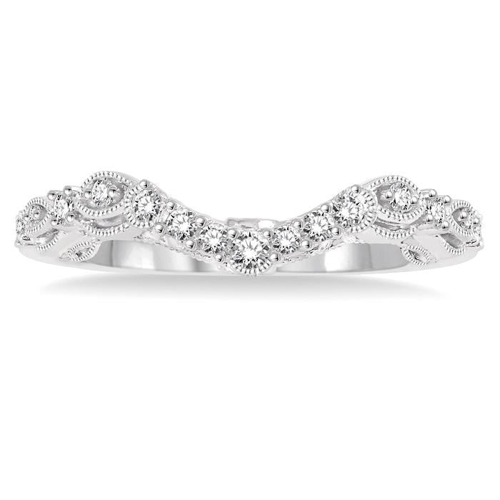 1/5 Ctw Round Cut Diamond Wedding Band in 14K White Gold