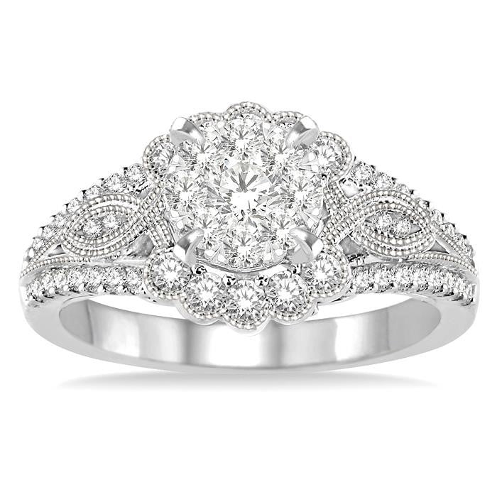 3/4 Ctw Diamond Shine Bright Engagement Ring in 14K White Gold