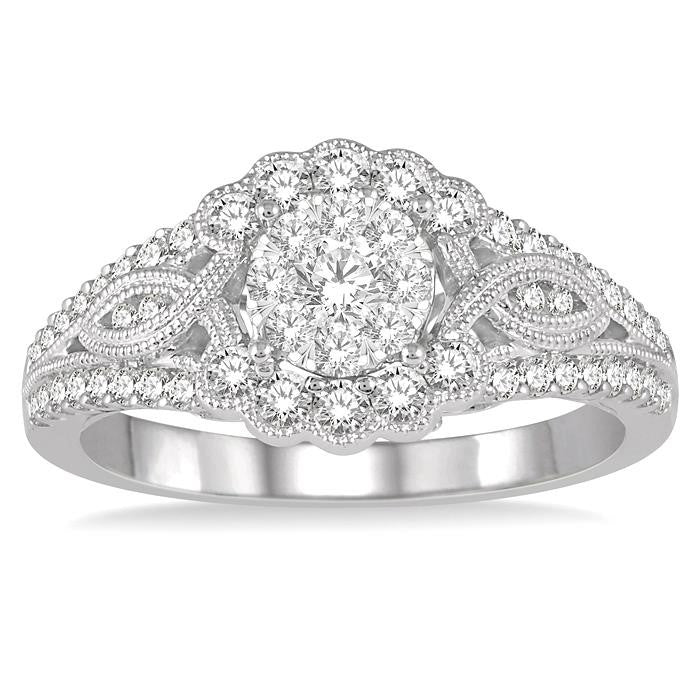 3/4 Ctw Diamond Shine Bright Engagement Ring in 14K White Gold
