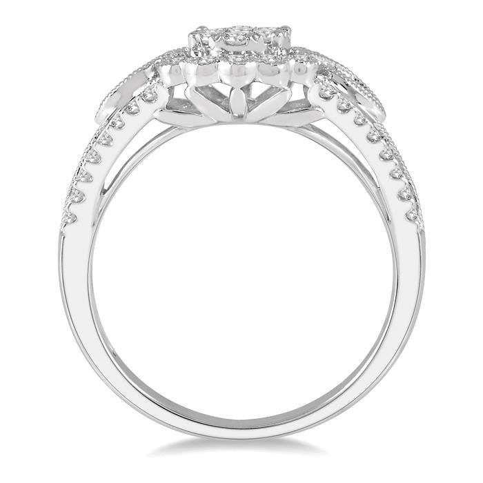 3/4 Ctw Diamond Shine Bright Engagement Ring in 14K White Gold