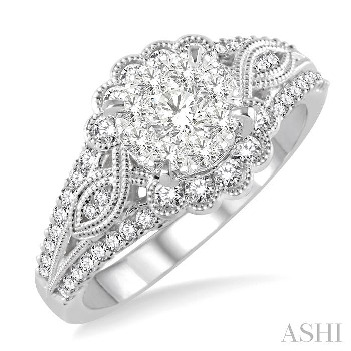 3/4 Ctw Diamond Shine Bright Engagement Ring in 14K White Gold