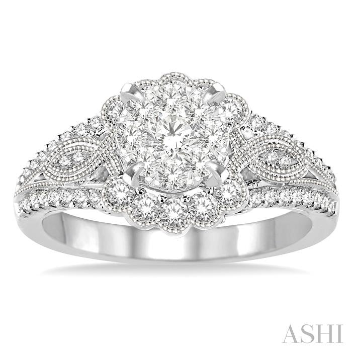 3/4 Ctw Diamond Shine Bright Engagement Ring in 14K White Gold