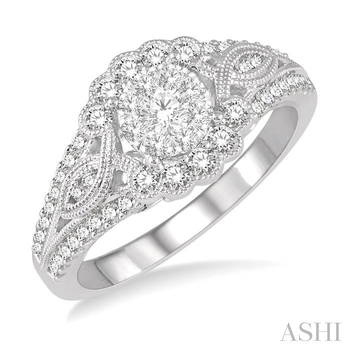 3/4 Ctw Diamond Shine Bright Engagement Ring in 14K White Gold