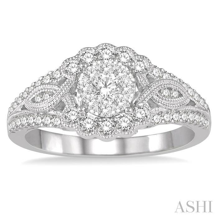 3/4 Ctw Diamond Shine Bright Engagement Ring in 14K White Gold