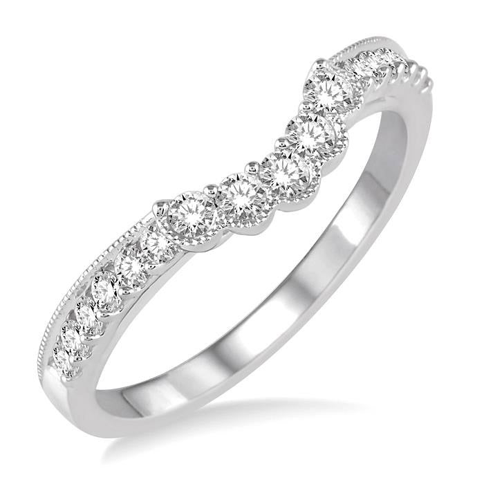 1/3 Ctw Round Cut Diamond Wedding Band in 14K White Gold