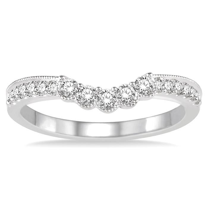 1/3 Ctw Round Cut Diamond Wedding Band in 14K White Gold