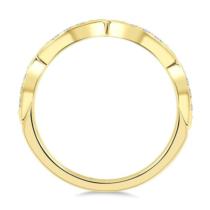 1/10 Ctw Round Cut Diamond Wedding Band in 14K Yellow Gold