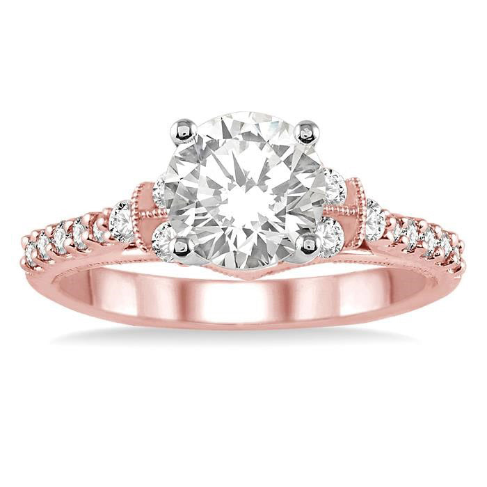 Round Shape Semi-Mount Diamond Engagement Ring