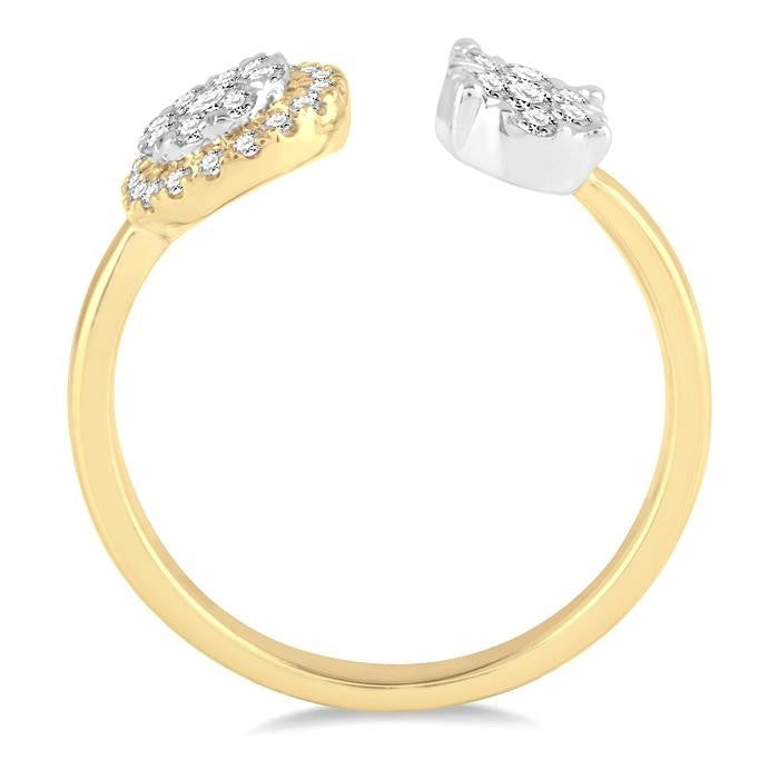1/2 Ctw Round and Oval Shape Diamond Shine Bright Ring in 14K Yellow and White Gold