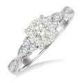 1/2 Ctw Round Shape Shine Bright Carved Shank Round Cut Diamond Engagement Ring in 14K White Gold
