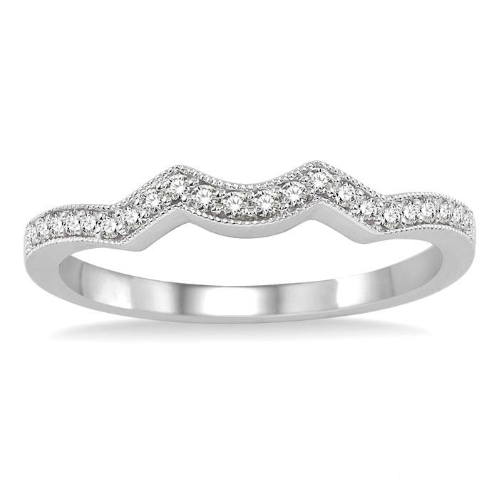 1/5 Ctw Round Cut Diamond Wedding Band in 14K White Gold