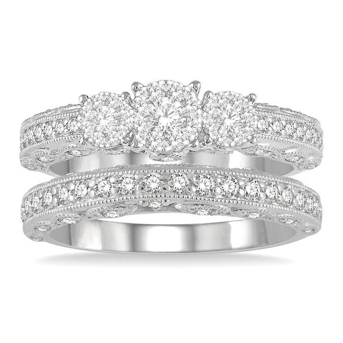 Round Shape Past Present & Future Shine Bright Diamond Wedding Set